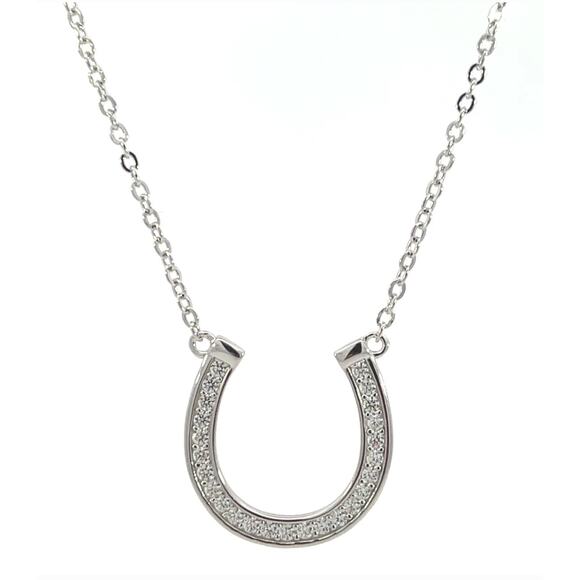 Lucky Horseshoe Silver Necklace Good luck Charm - Picture 1 of 4